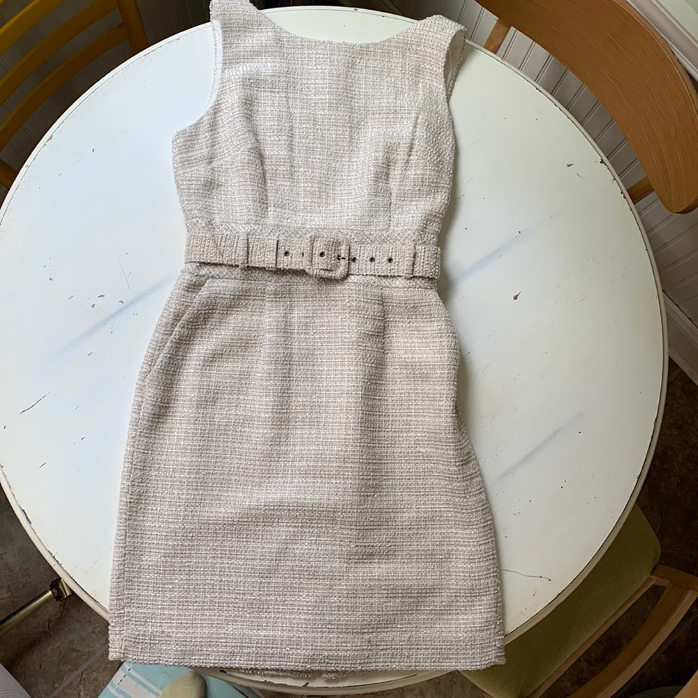 Stunning Gold and Cream Tweed Banana Republic Dress - Sz 6